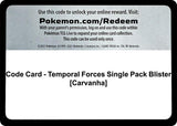 Code Card - Temporal Forces Single Pack Blister [Carvanha] - Pokémon