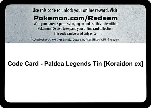 Code Card - Paldea Legends Tin [Koraidon ex] - Pokémon