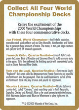 2000 World Championship Advertisement Card - Magic: The Gathering