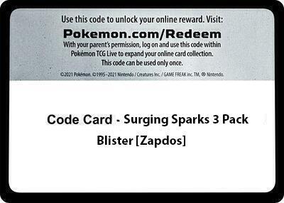 Code Card - Surging Sparks 3 Pack Blister [Zapdos] - Pokémon