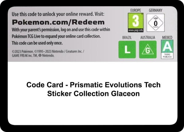 Code Card - Prismatic Evolutions Tech Sticker Collection [Glaceon] - Pokémon