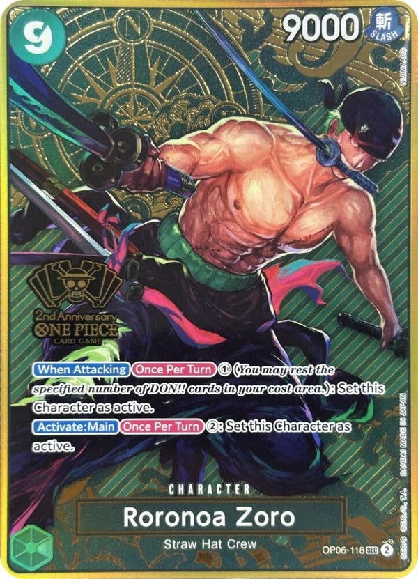 Roronoa Zoro (One Piece Japanese Version 2nd Anniversary Set) - One Piece Card Game