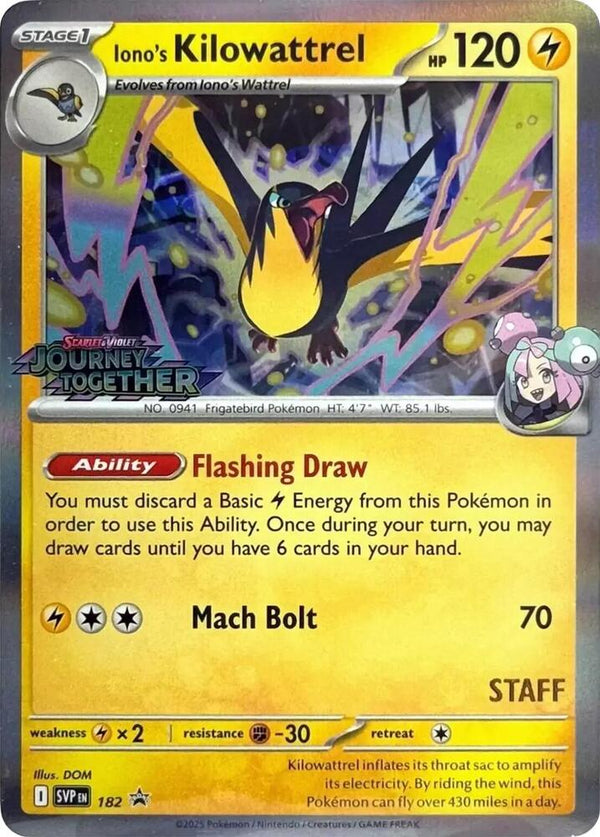 Iono's Kilowattrel - 182 (Prerelease) [Staff] - Pokémon