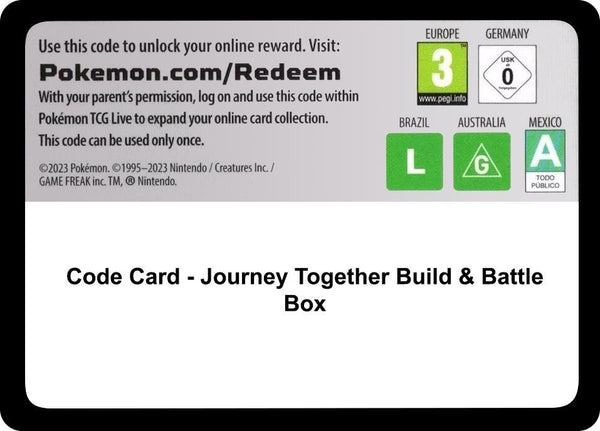 Code Card - Journey Together Build & Battle Box - Pokémon