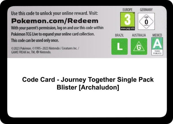 Code Card - Journey Together Single Pack Blister [Archaludon] - Pokémon