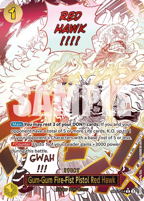 Gum-Gum Fire-Fist Pistol Red Hawk (Alternate Art) - One Piece Card Game