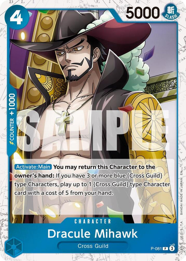 Dracule Mihawk - P-081 (Pirate Foil) - One Piece Card Game
