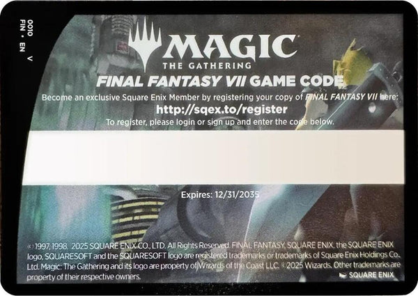 FINAL FANTASY VII Game Code Card - Magic: The Gathering