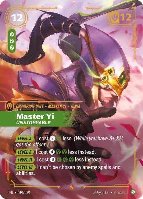 Master Yi, Unstoppable (UNL 059/219) - Riftbound: League of Legends TCG