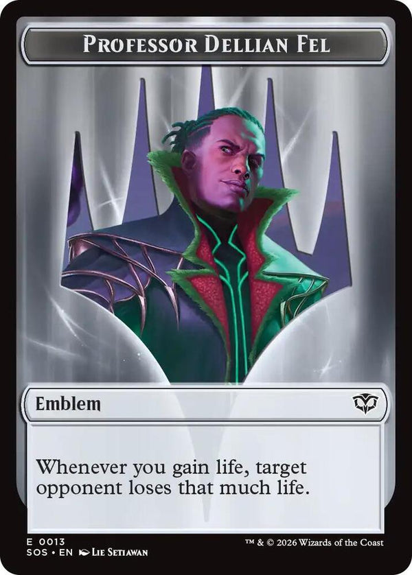 Emblem - Professor Dellian Fel  // Pest (0008) Double-Sided Token (SOS 13 // 8) - Magic: The Gathering