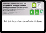 Code Card - Journey Together 1pk: Scraggy - Pokémon