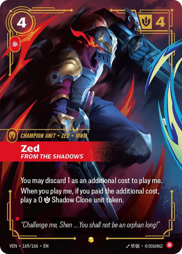 Zed - From the Shadows (Overnumbered) - Riftbound: League of Legends TCG