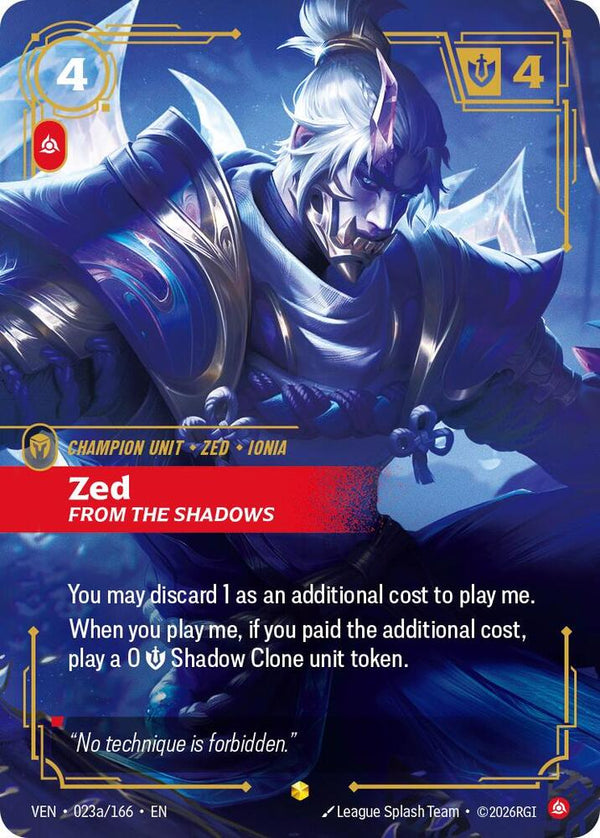 Zed, From the Shadows (Alternate Art) - Riftbound: League of Legends TCG