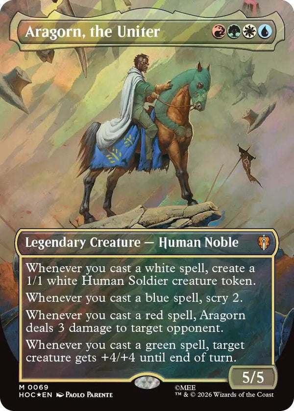 Aragorn, the Uniter (Borderless) (Surge Foil) - Magic: The Gathering