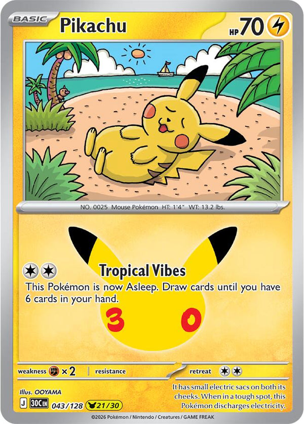 Pikachu - 043/128 (30C 043/128) - Pokémon