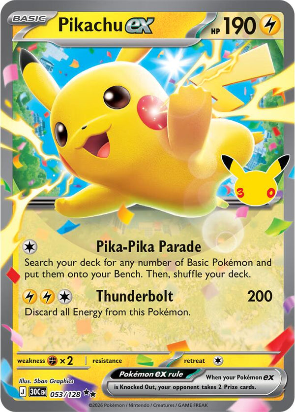 Pikachu ex - 053/128 (30C 053/128) - Pokémon