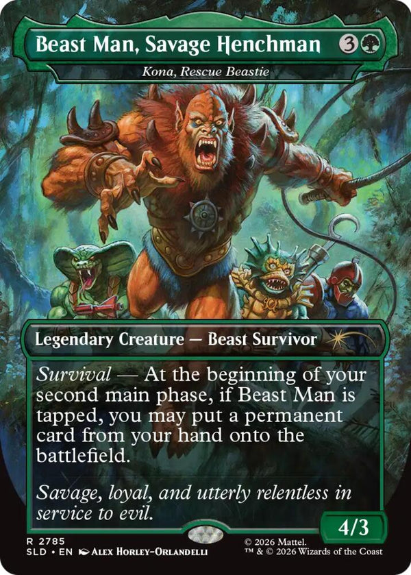 Beast Man, Savage Henchman - Kona, Rescue Beastie (SLD 2785) - Magic: The Gathering