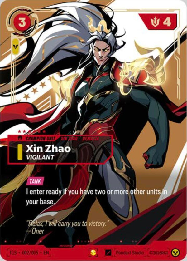 Xin Zhao, Vigilant (T1 Worlds Champion Signature Edition Bundle) (PR T1S 002/005) - Riftbound: League of Legends TCG