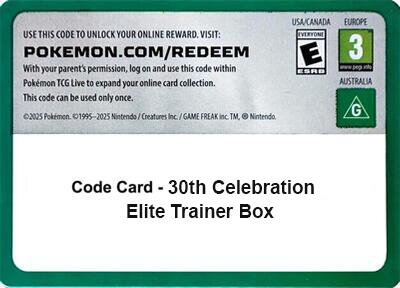 Code Card - 30th Celebration Elite Trainer Box (30C) - Pokémon
