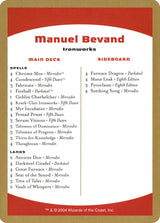 2004 Manuel Bevand Decklist Card - Magic: The Gathering