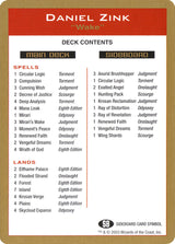 2003 Daniel Zink Decklist Card - Magic: The Gathering