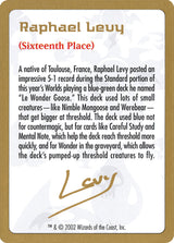 2002 Raphael Levy Biography Card - Magic: The Gathering