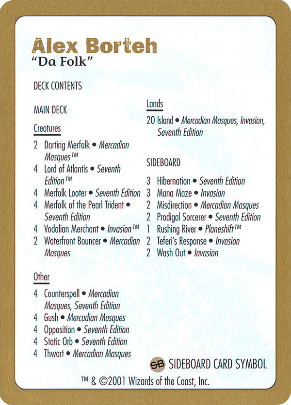 2001 Alex Borteh Decklist Card - Magic: The Gathering