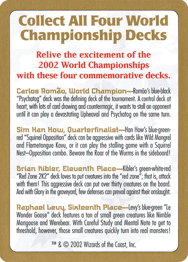 2002 World Championship Advertisement Card - Magic: The Gathering