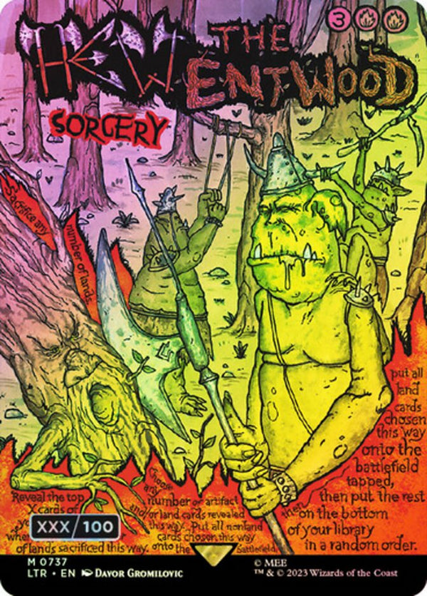 Hew the Entwood (Borderless Poster) (Serial Numbered) - Magic: The Gathering