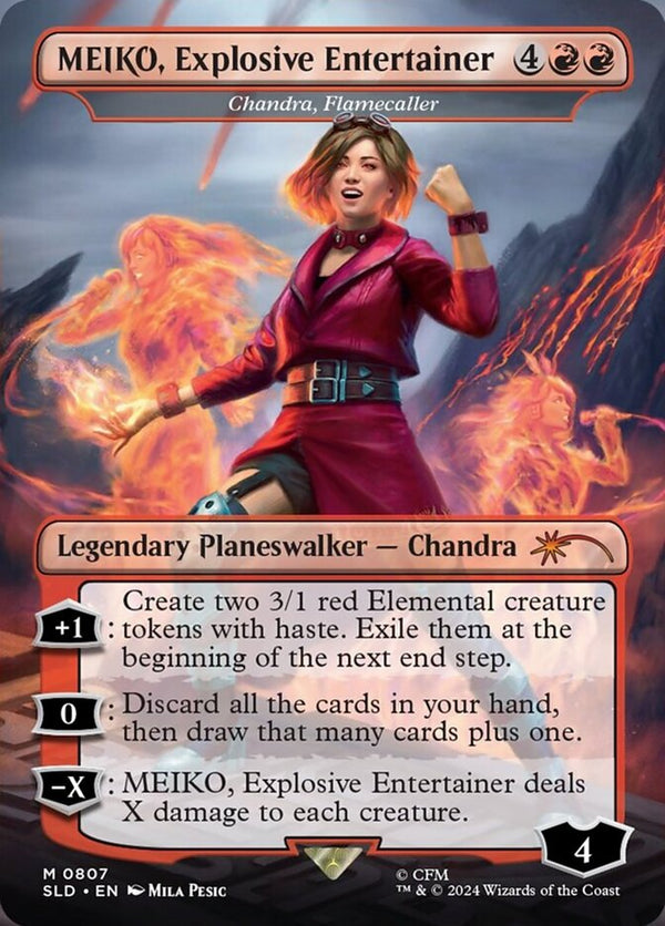 MEIKO, Explosive Entertainer - Chandra, Flamecaller - Magic: The Gathering
