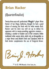 1998 Brian Hacker Biography Card - Magic: The Gathering