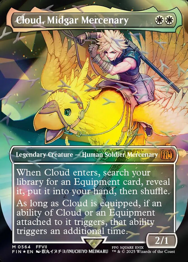 Cloud, Midgar Mercenary (Borderless) (Chocobo Track Foil) - Magic: The Gathering