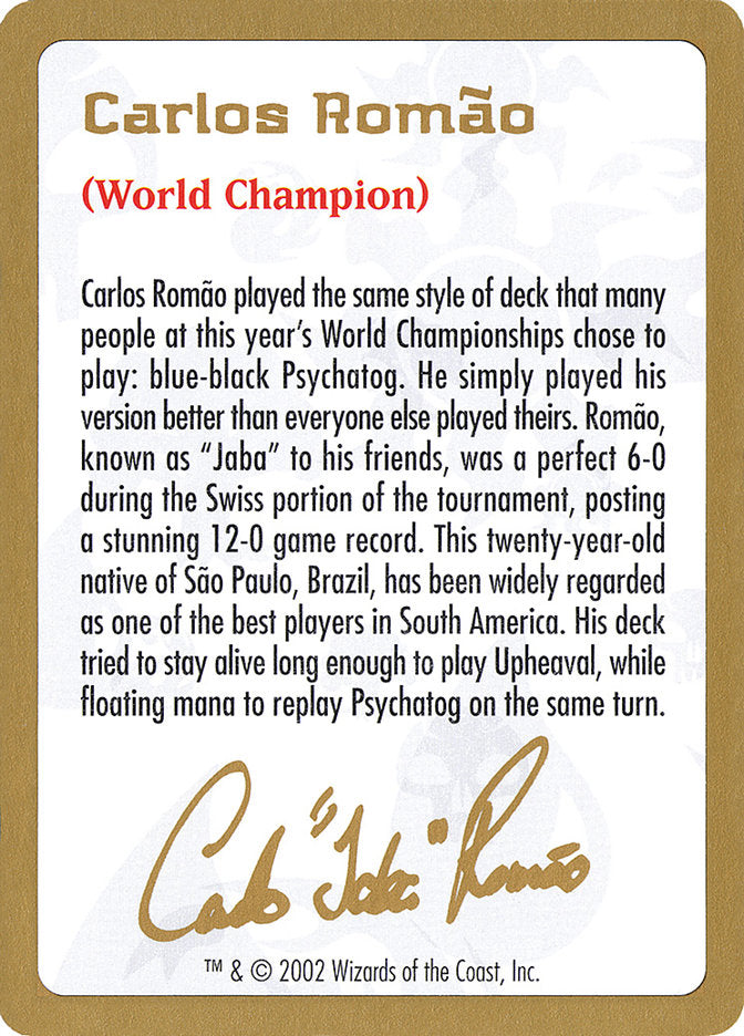 2002 Carlos Romao Biography Card