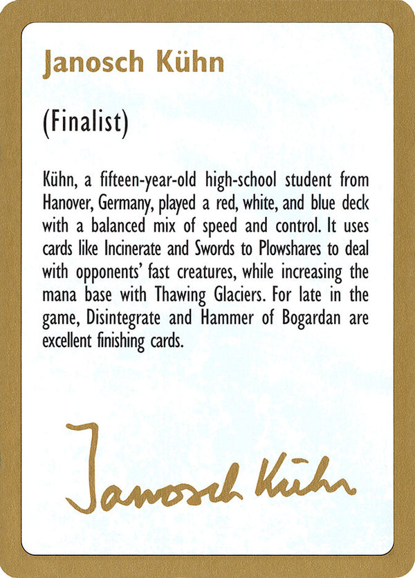1997 Janosch Kuhn Biography Card (WCD) - Magic: The Gathering