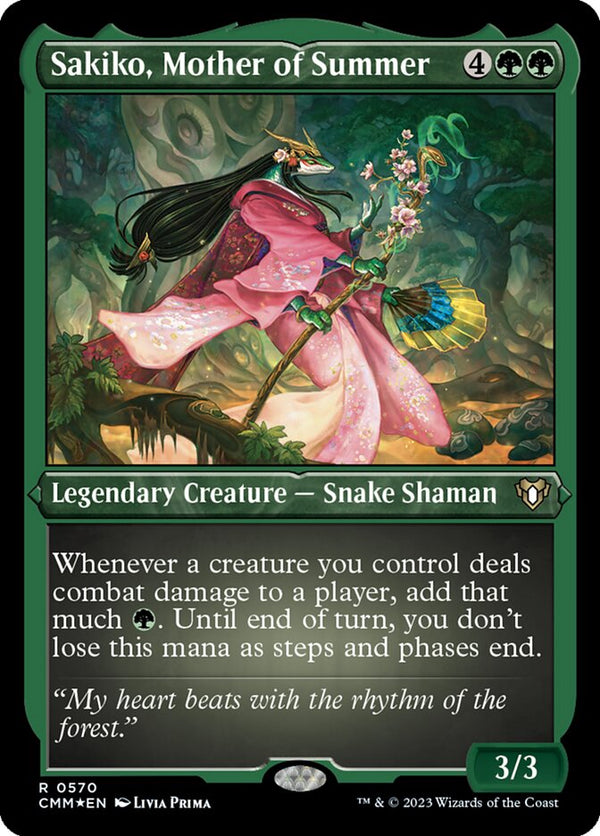 Sakiko, Mother of Summer (Foil Etched) - Magic: The Gathering