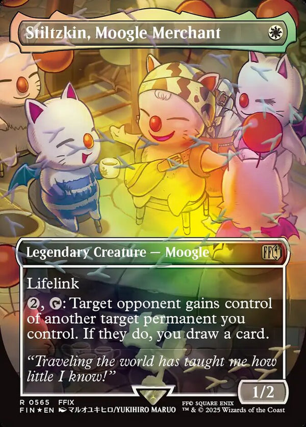 Stiltzkin, Moogle Merchant (Borderless) (Chocobo Track Foil) - Magic: The Gathering