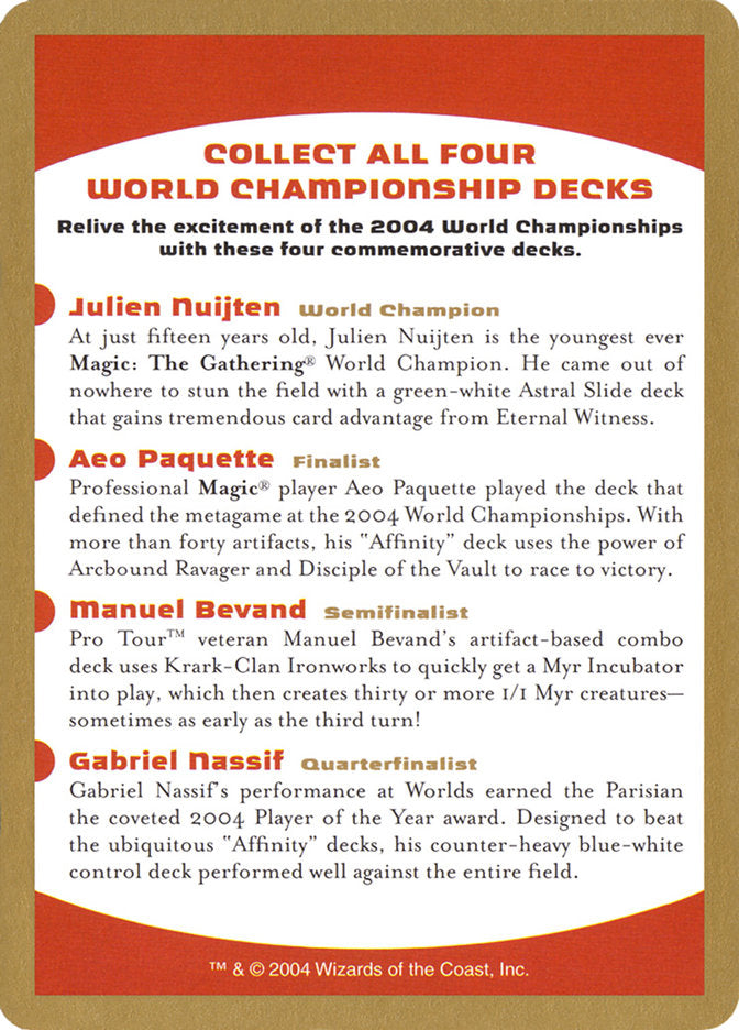 2004 World Championship Advertisement Card
