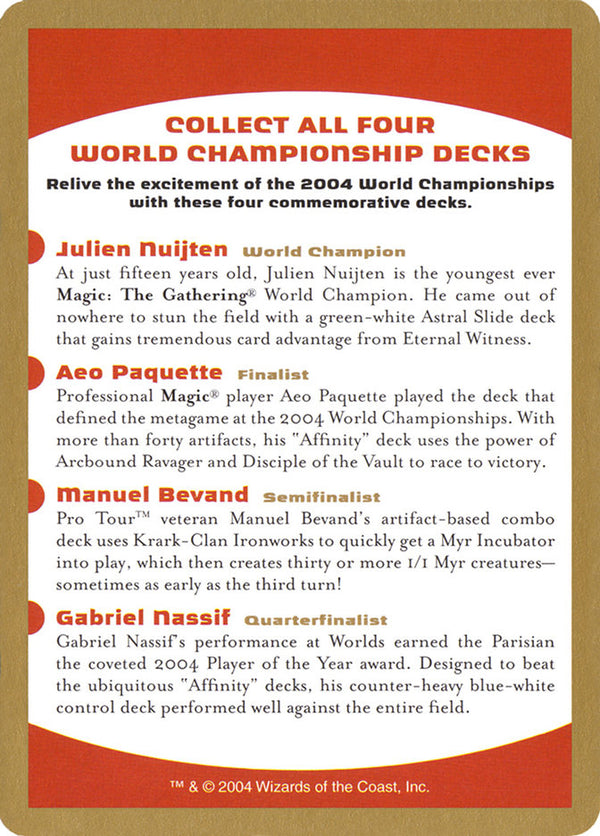 2004 World Championship Advertisement Card - Magic: The Gathering