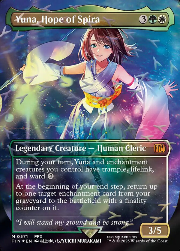 Yuna, Hope of Spira (Borderless) (Chocobo Track Foil) - Magic: The Gathering