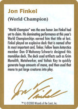 2000 Jon Finkel Biography Card - Magic: The Gathering