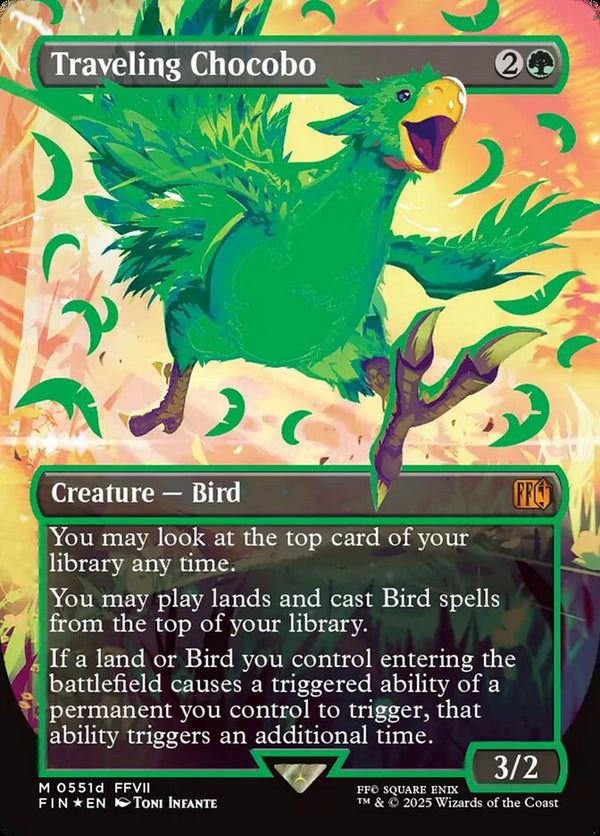 Traveling Chocobo (Borderless) (Neon Ink Green) - Magic: The Gathering