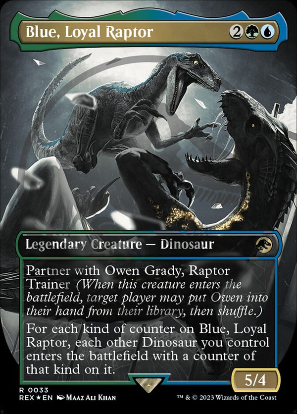Blue, Loyal Raptor (Borderless) (Emblem) - Magic: The Gathering