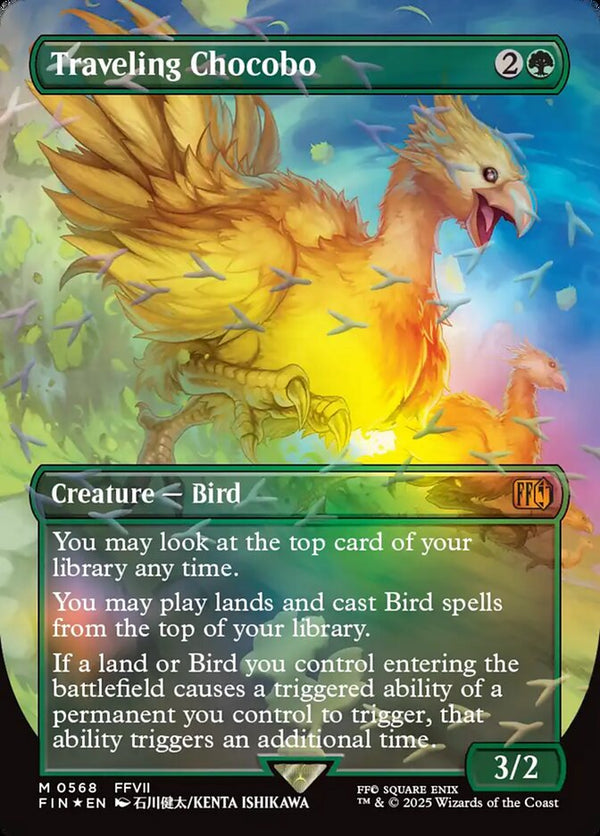 Traveling Chocobo (Borderless) (Chocobo Track Foil) - Magic: The Gathering